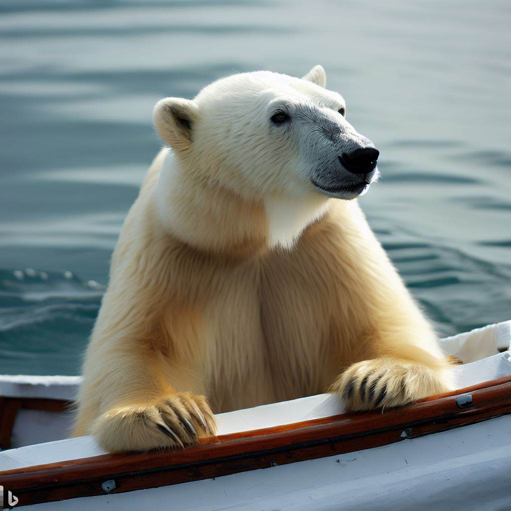 AI Image - Polar bear riding a boat.