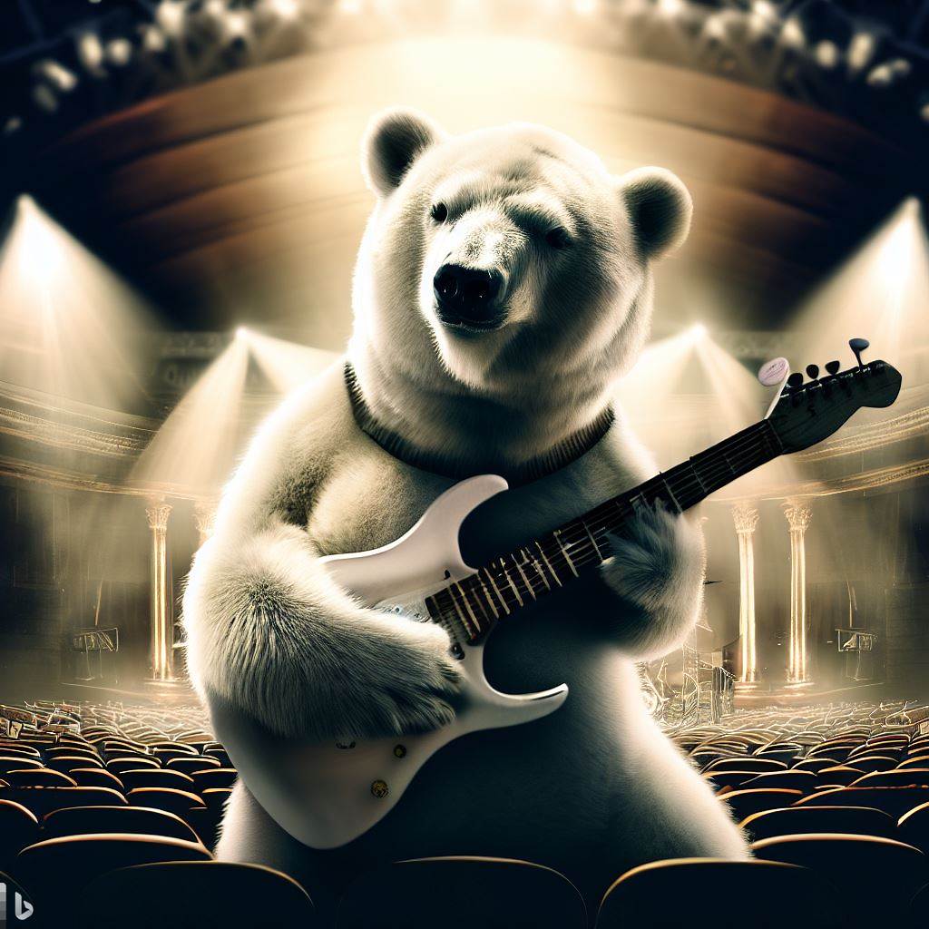 AI Image : Polar bear playing guitar