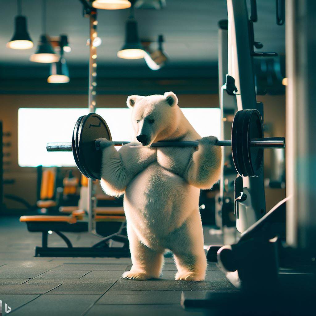 AI Image - Polar bear working out at the gym