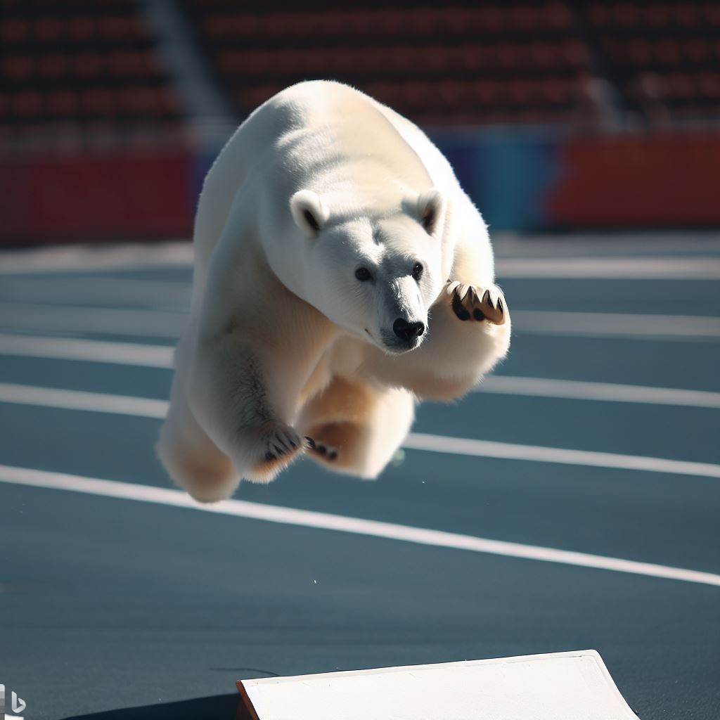 [AI-Image] Polar bear running in the arena.